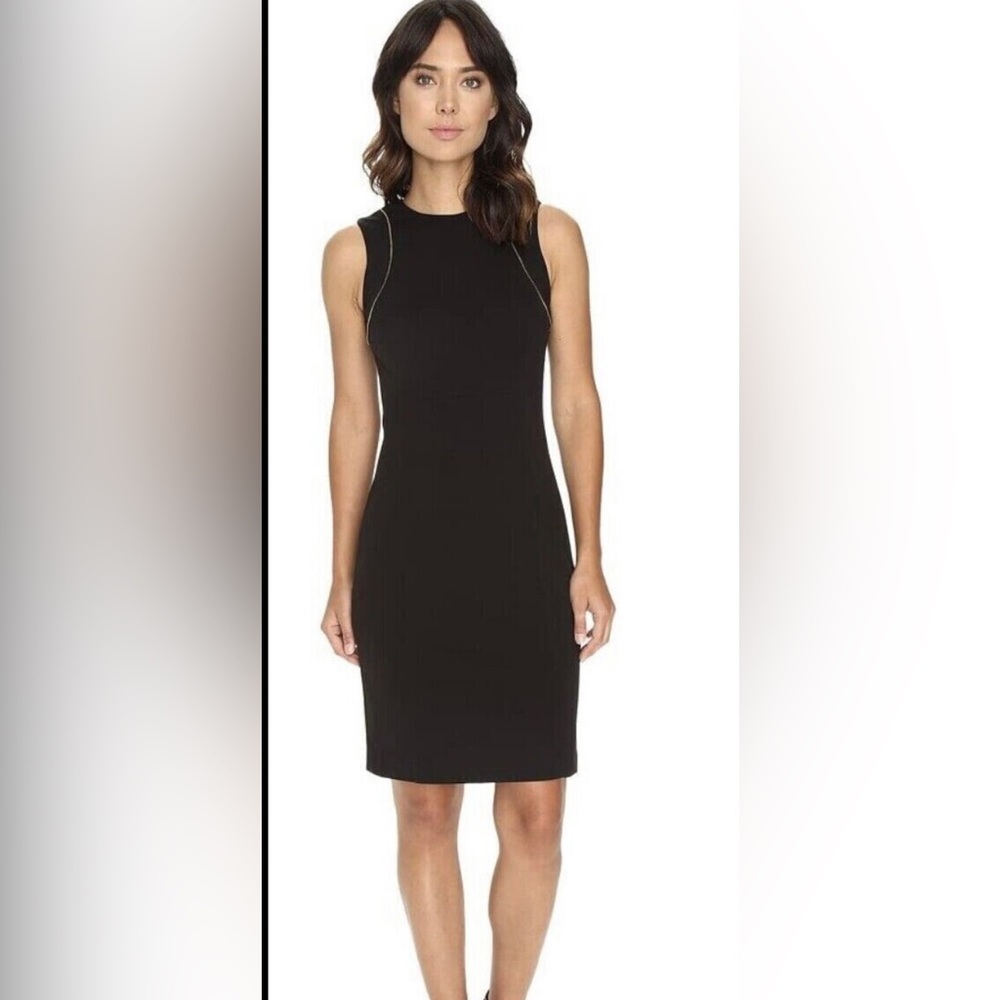 Calvin Klein black knee length pencil dress with  Zipper detail Women’s Sz 14